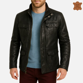 ZINOSKINS Men's Black Leather Jacket – 100% Real Leather, Premium Quality 009