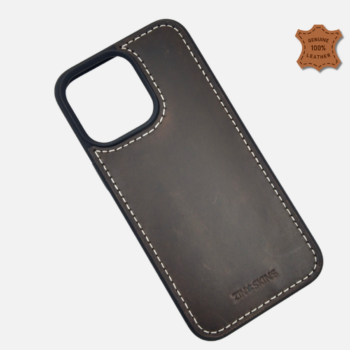 Leather Mobile Cover for Iphone Compatible with Iphone #M101-DarkBrown ( 100% Real Leather )